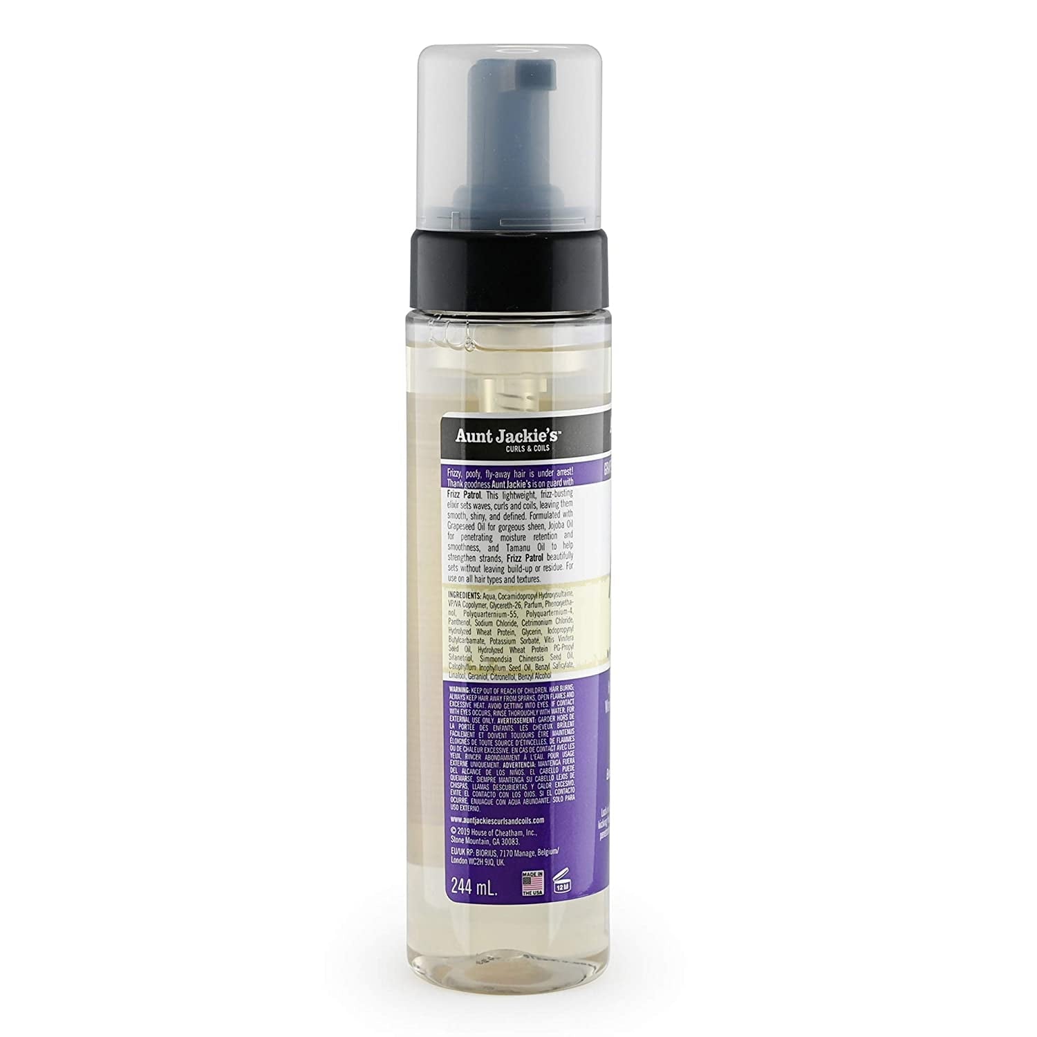 Aunt Jackie's Grapeseed Style & Shine Recipes Frizz Patrol Setting Mousse image 1