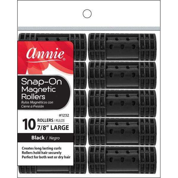 Annie Snap-On Magnetic Rollers Size L 10Ct Black image 0