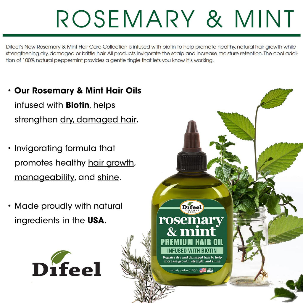 DIFEEL ROSEMARY AND MINT PREMIUM HAIR OIL WITH BIOTIN 2.5 OZ. image 1