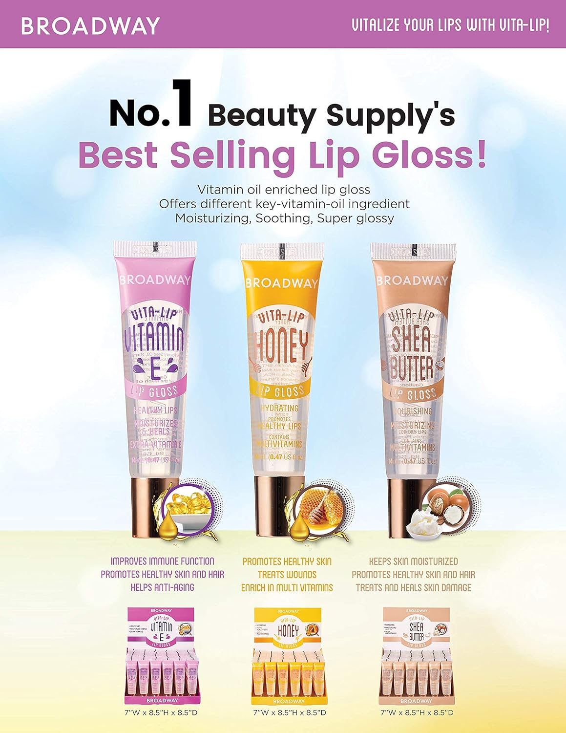 Broadway Vita-Lip Clear Lip Gloss 0.47oz/14ml (Honey) image 5