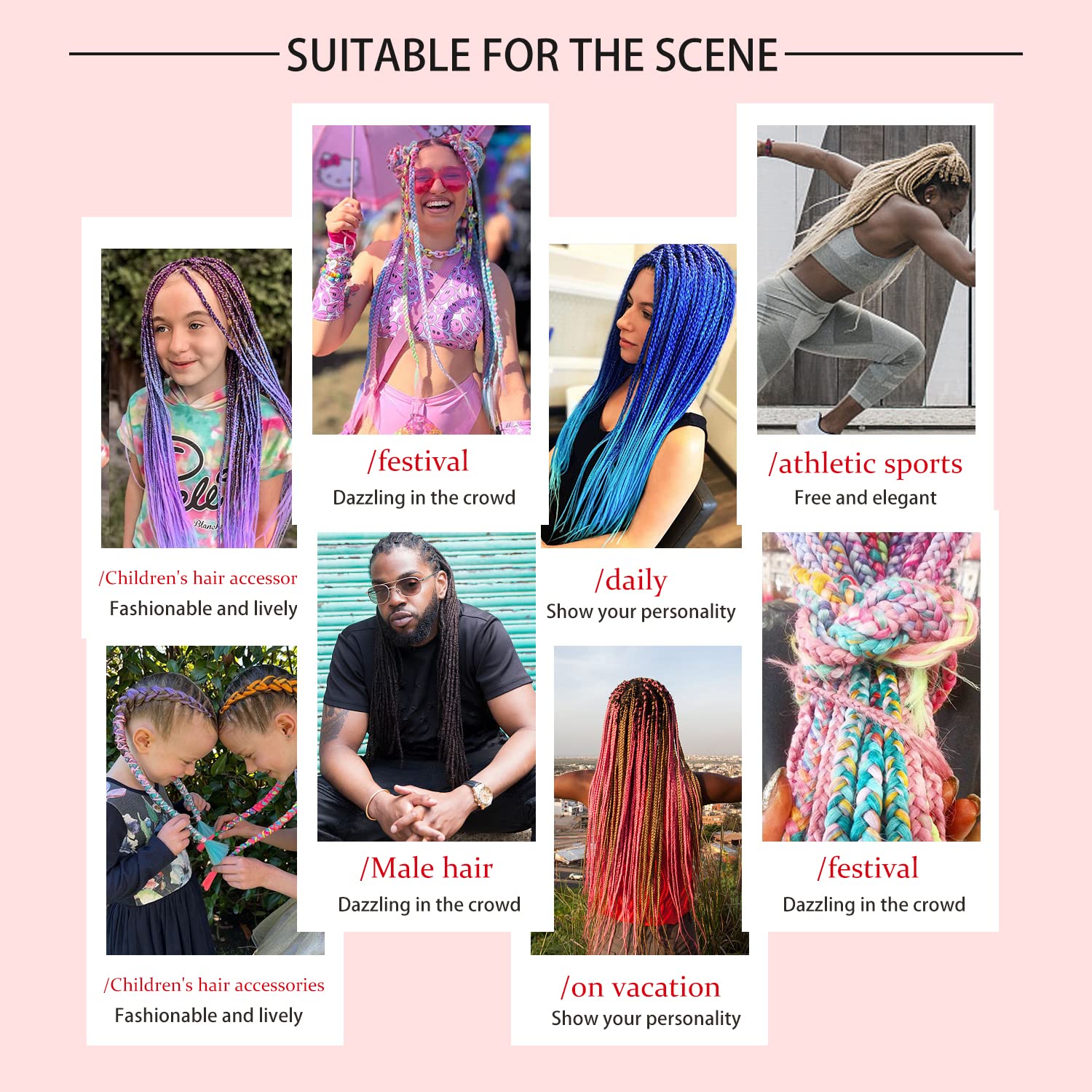 Blonde and Pink Braiding Hair Rose Gold Ombre Braiding Hair 6Packs image 6