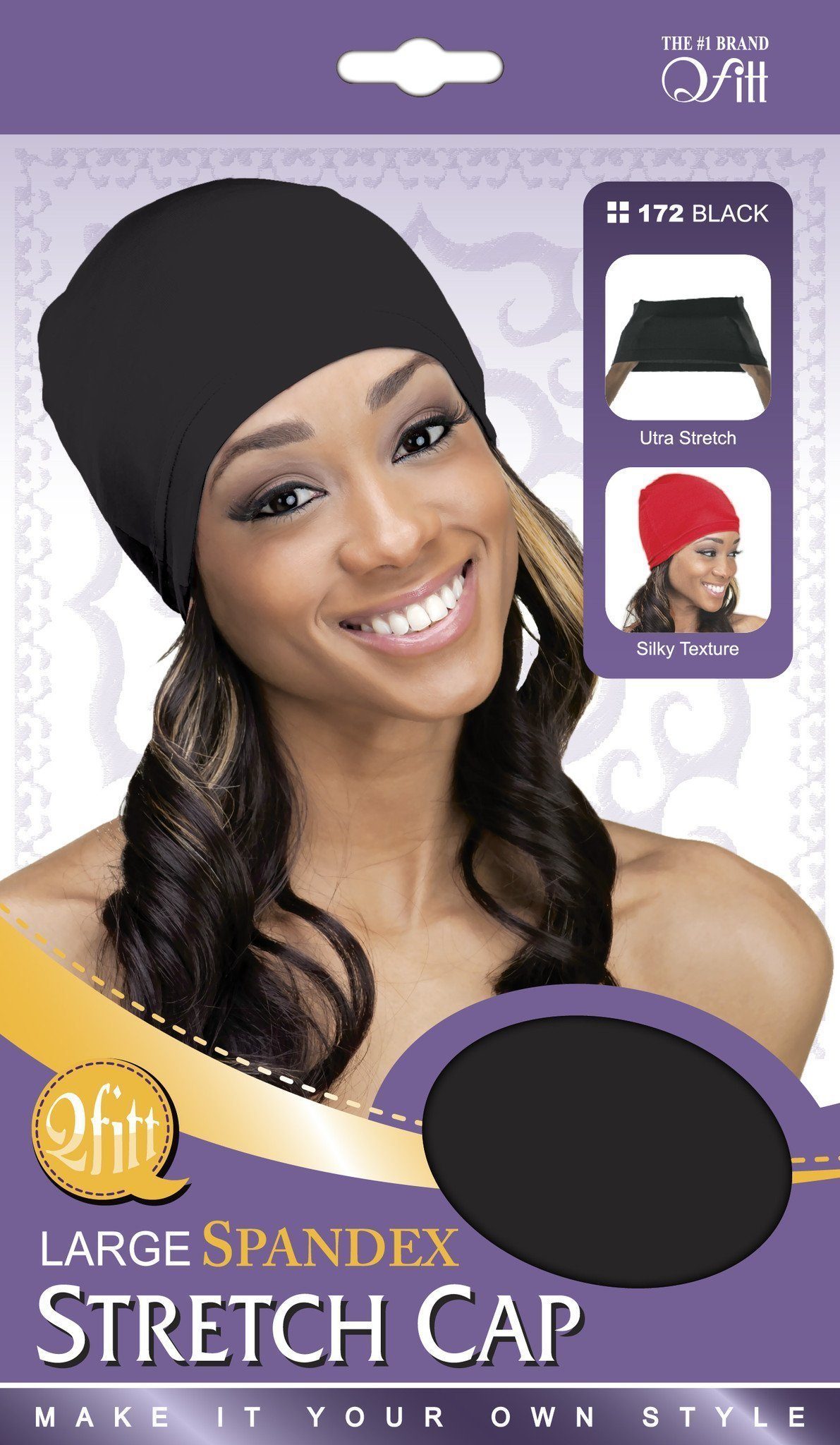 #172 LARGE SPANDEX STRETCH CAP / BLACK (12PC) image 0