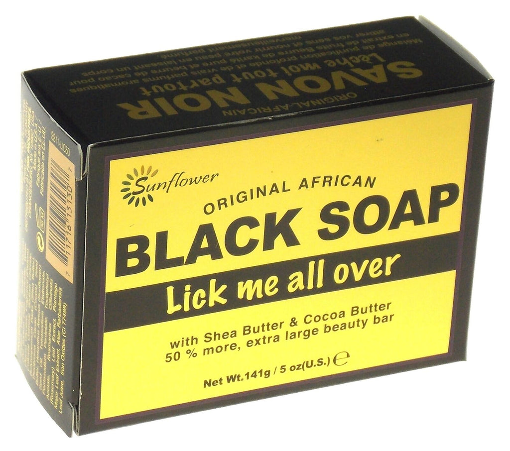 Sunflower Original African Black Soap Bar Lick Me All Over Lot of 2 Shea Butter image 1