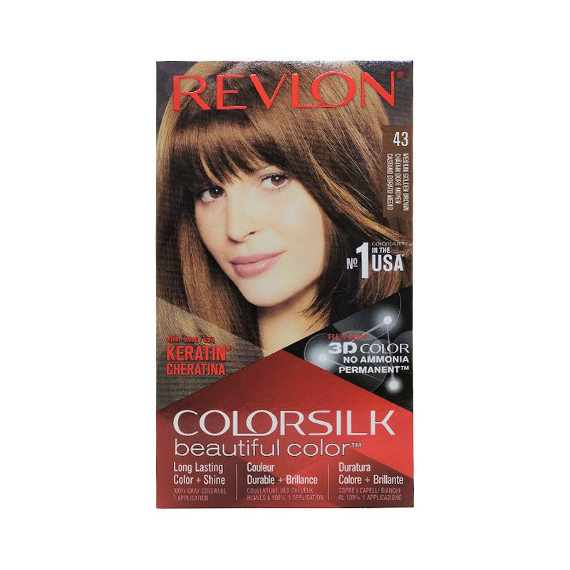 Revlon ColorSilk Beautiful 3D Hair Color - 43 Medium Golden Brown image 0