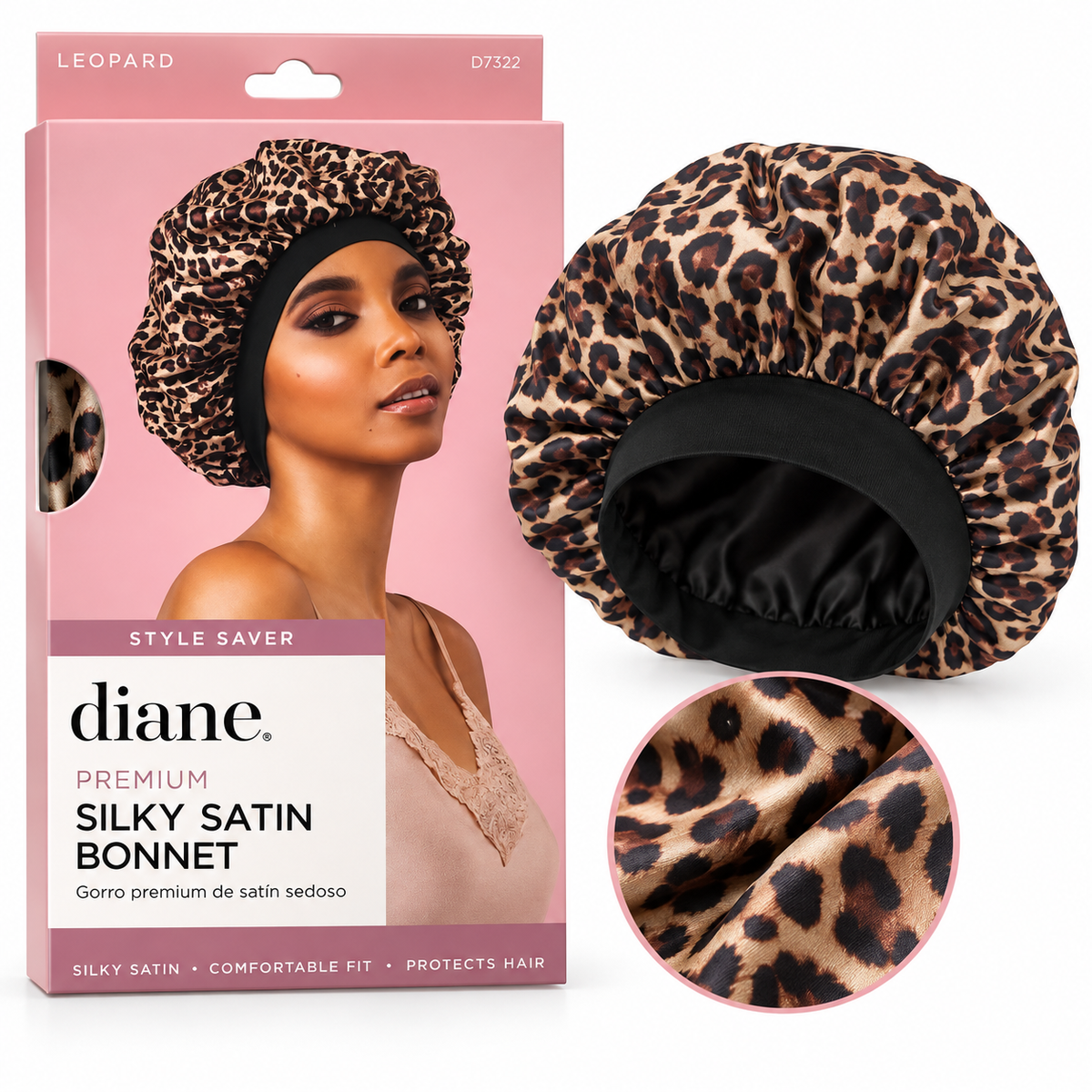 Diane Premium Silky Satin Bonnet – Leopard Print