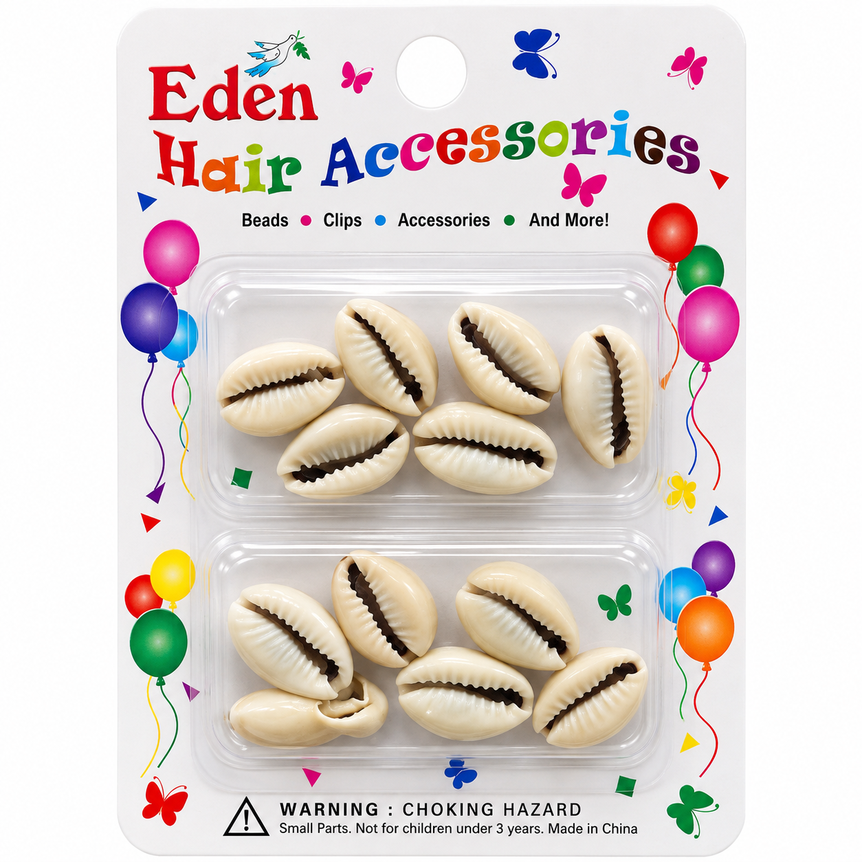 Eden Hair Accessories Cowrie Shell Hair Beads – Natural Ivory