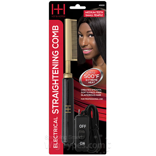 Hot & Hotter #5533 Electrical Straightening Comb Medium Teeth Small Temple Head image 0