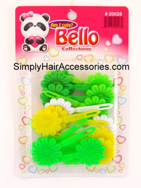 Bello Girls Flower Hair Barrettes - Green, White, Yellow - 16 Pcs. image 0