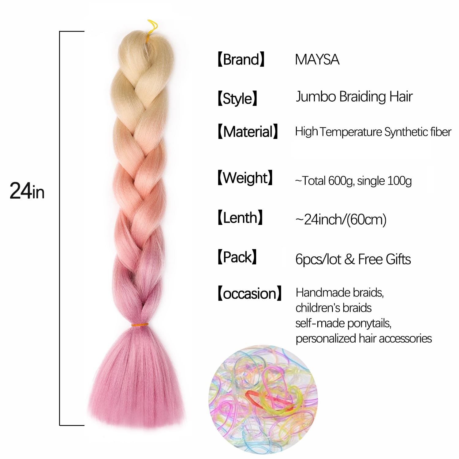 Blonde and Pink Braiding Hair Rose Gold Ombre Braiding Hair 6Packs image 1