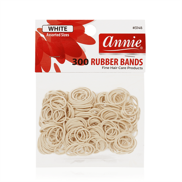 Annie Rubber Bands Asst Size 300Ct White image 0