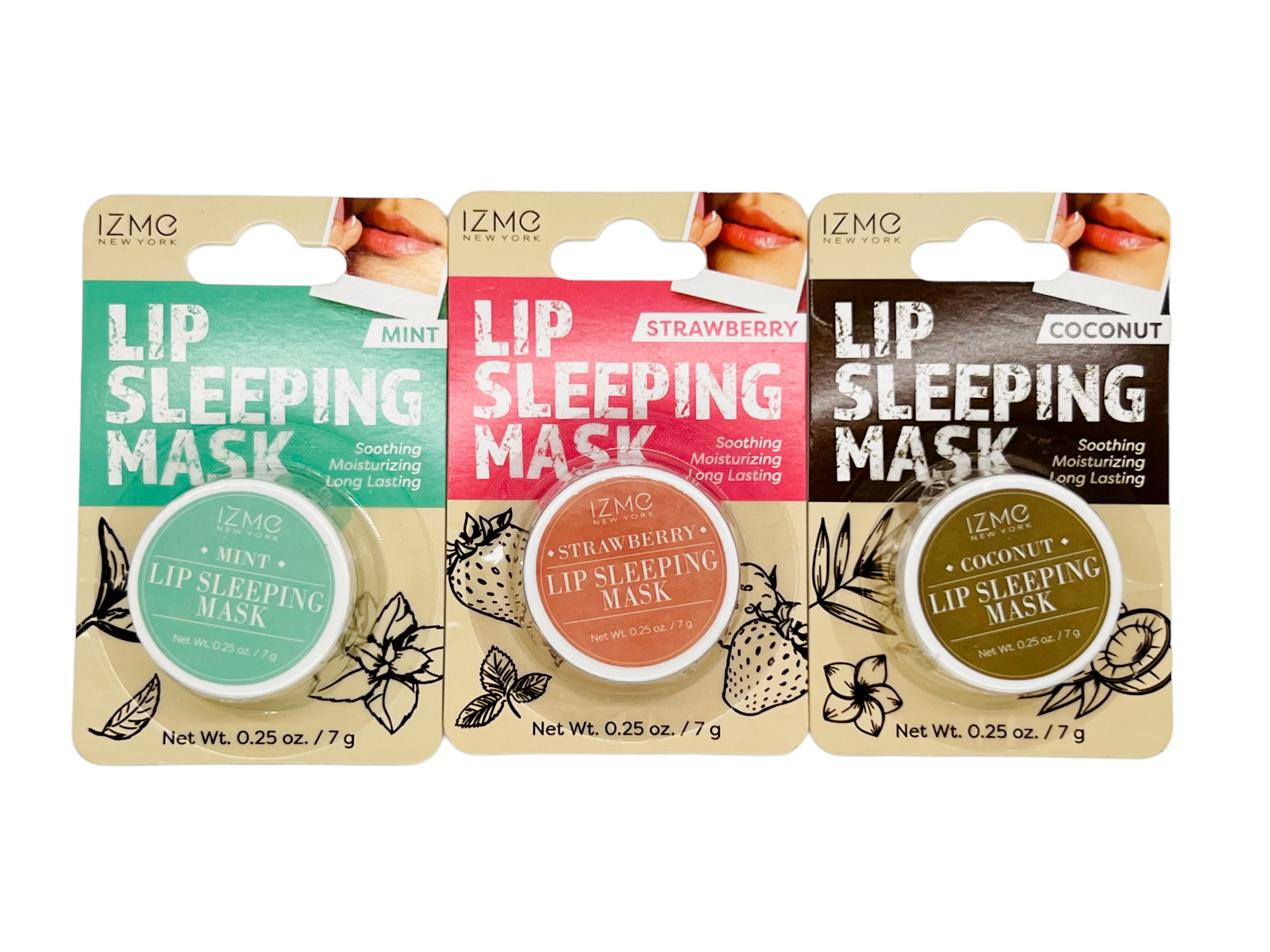 Lip Sleeping Mask Balm Mint or Coconut or Strawberry .25 oz ea IZME New York image 2