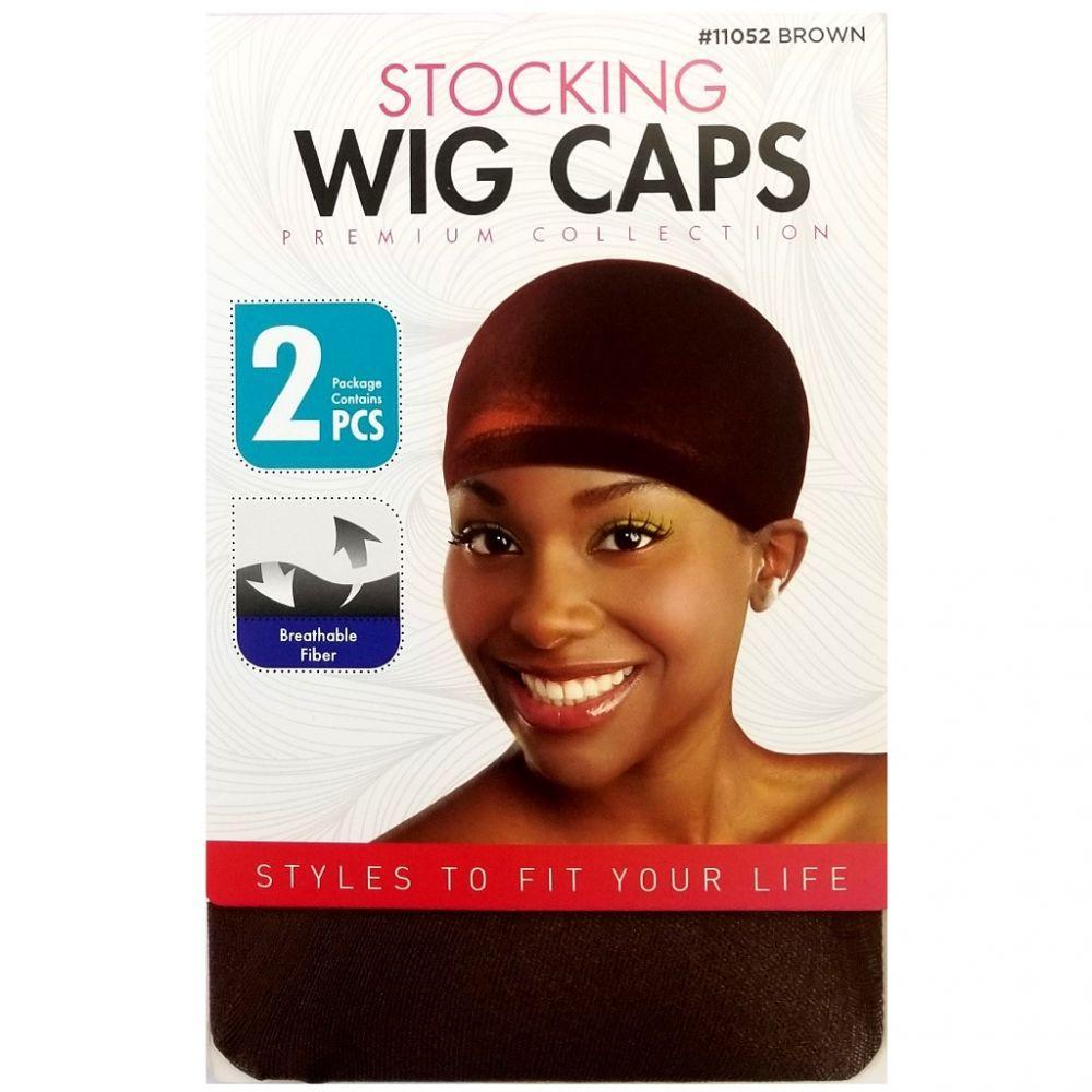 DONNA STOCKING WIG CAPS 2PCS BROWN image 0