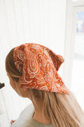 Tayla Burnt Orange Paisley No-Tie Bandanna Scarf image 0