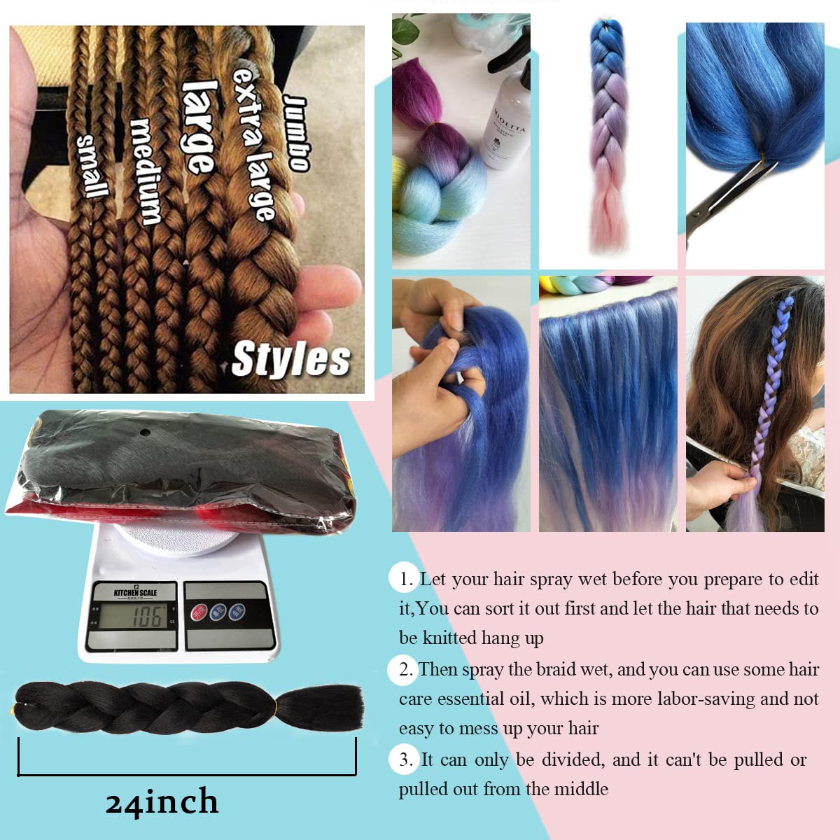 Blonde and Pink Braiding Hair Rose Gold Ombre Braiding Hair 6Packs image 5
