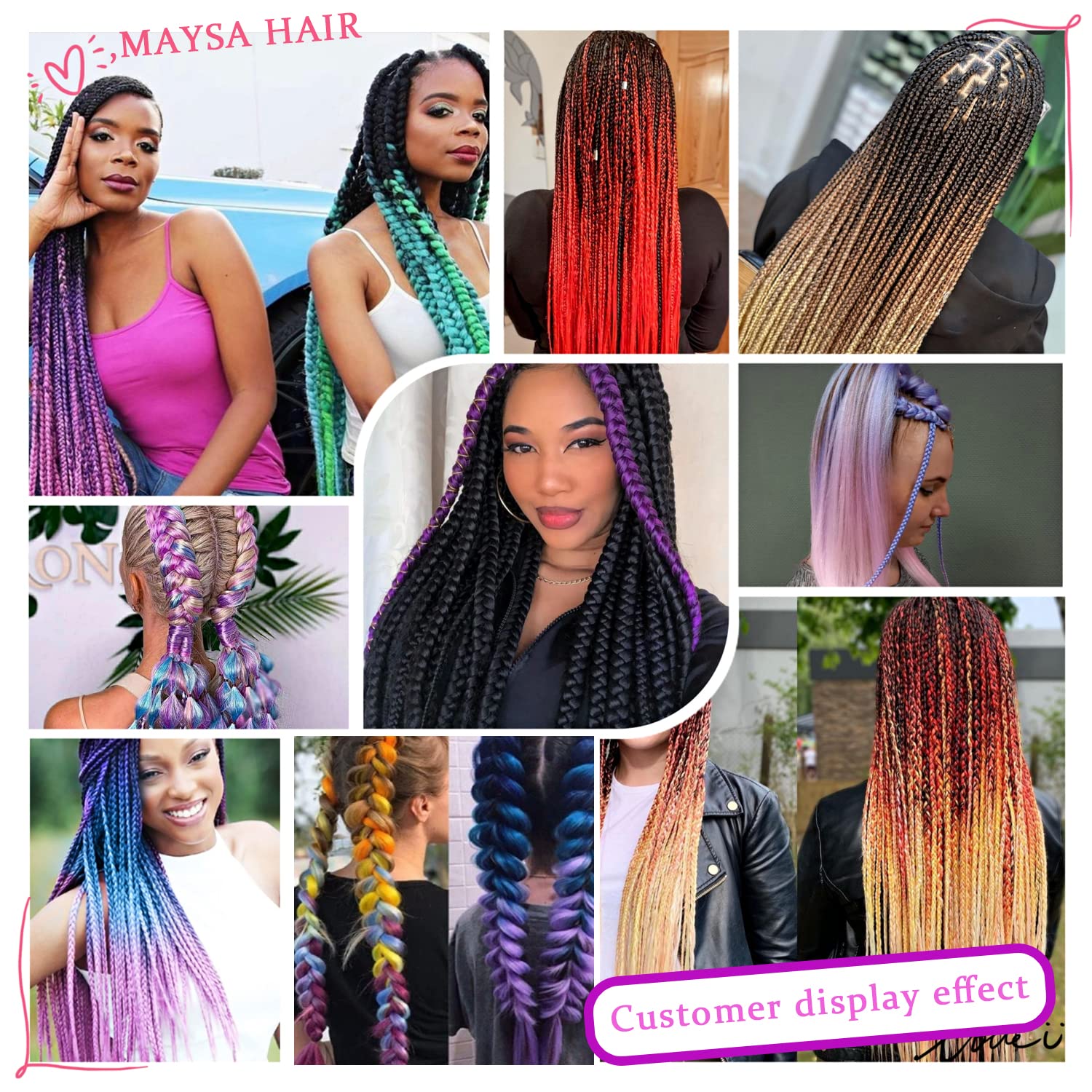Blonde and Pink Braiding Hair Rose Gold Ombre Braiding Hair 6Packs image 4