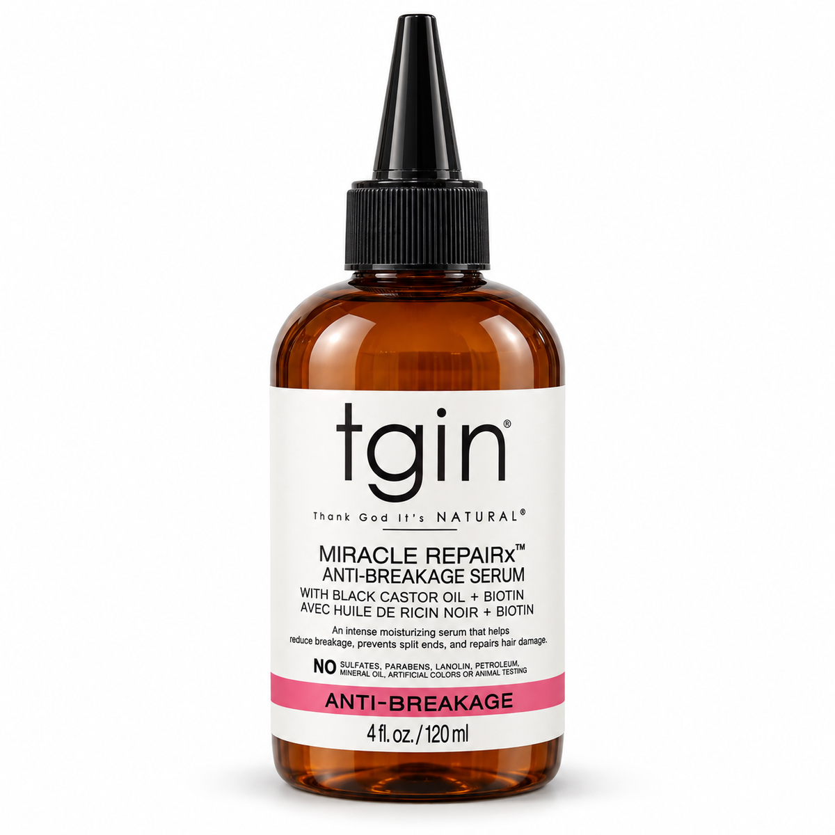 TGIN Miracle RepaiRx Anti-Breakage Serum with Black Castor Oil + Biotin – 4 oz