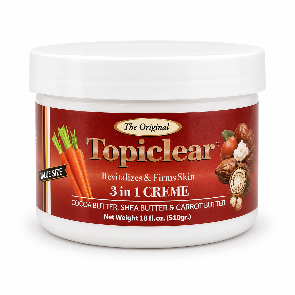 Topiclear 3-in-1 Creme with Cocoa Butter, Shea Butter & Carrot Butter – 18 oz