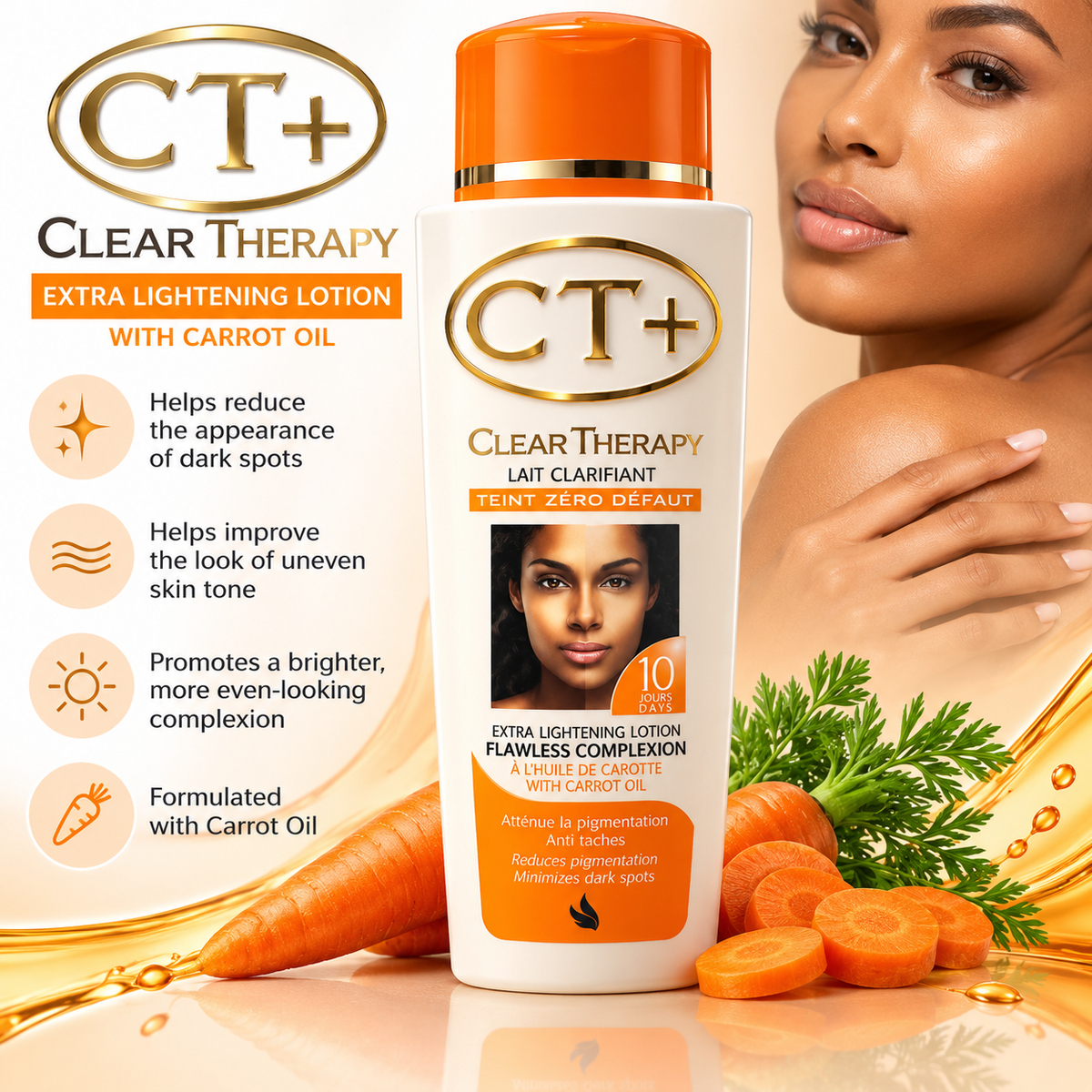 CT+ Clear Therapy Extra Lightening Lotion with Carrot Oil | 500 ml