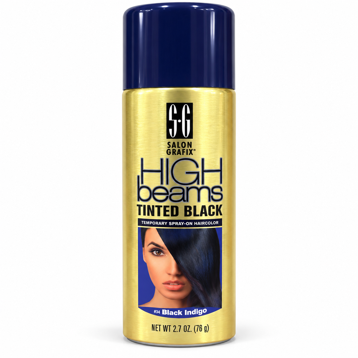 High Beams Tinted Black Temporary Spray-On Haircolor – #34 Black Indigo, 2.7 oz