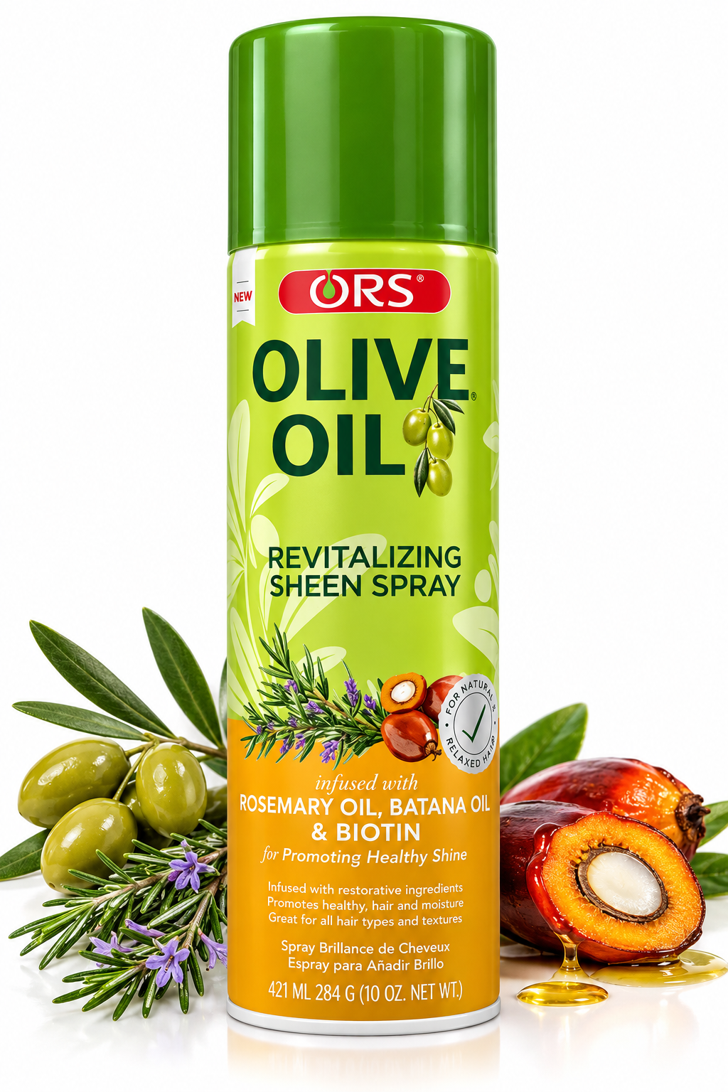 ORS Olive Oil Revitalizing Sheen Spray with Rosemary Oil, Batana Oil & Biotin – 10 oz