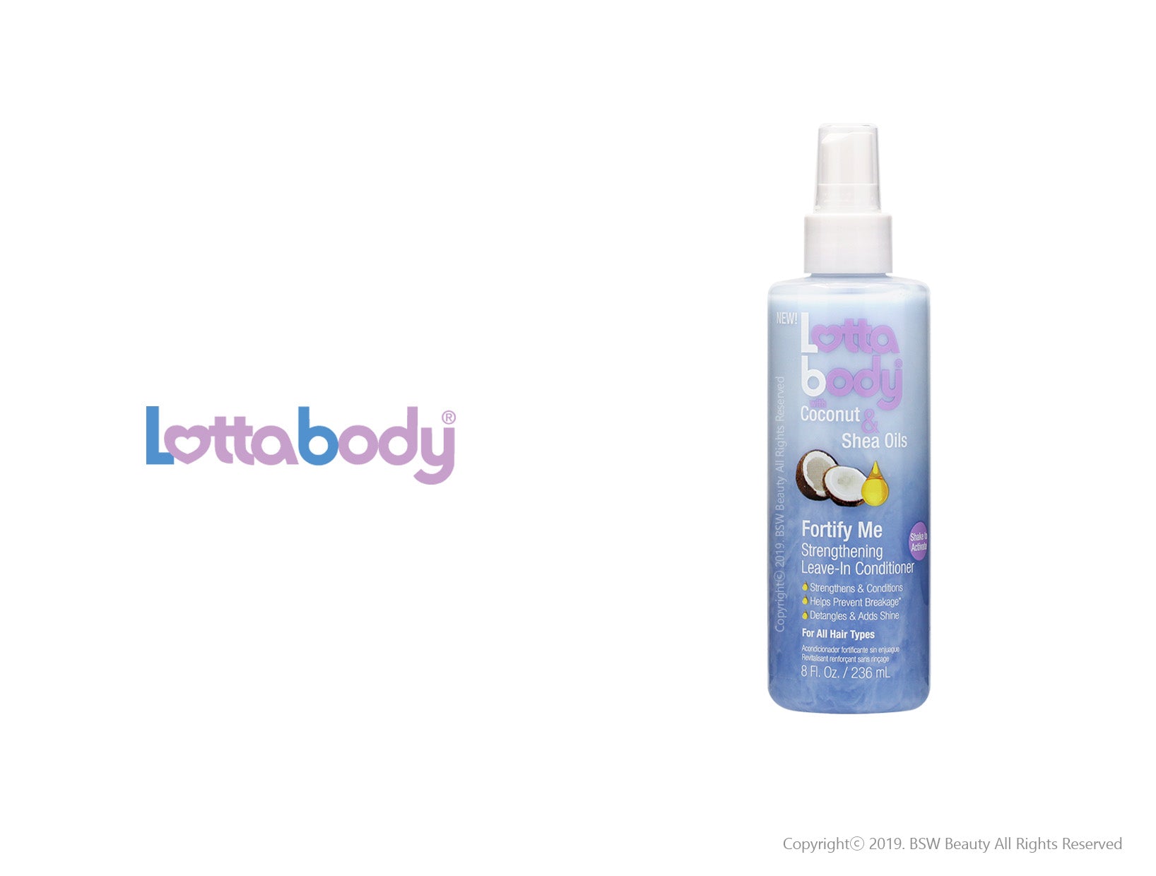 LOTTABODY COCONUT & SHEA OILS FORTIFY ME STRENGTHENING LEAVE-IN CONDITIONER 8oz image 0