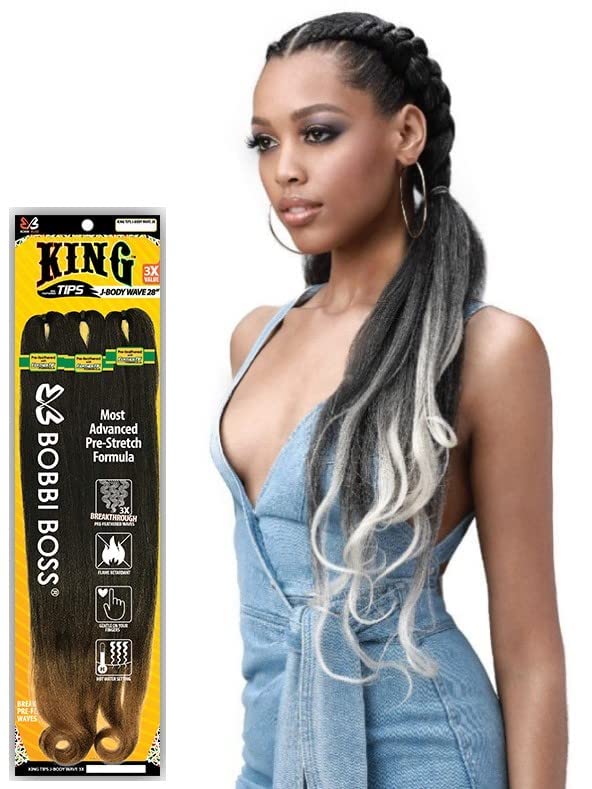 Bobbi Boss Pre Feathered Braid 3X KING TIPS J-BODY WAVE 28" (5-PACK, 4) image 1