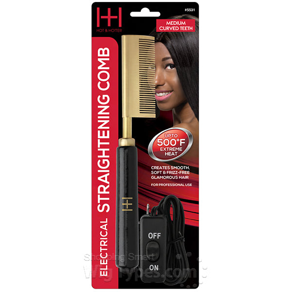 Hot & Hotter #5531 Electrical Straightening Comb Medium Curved Teeth image 0