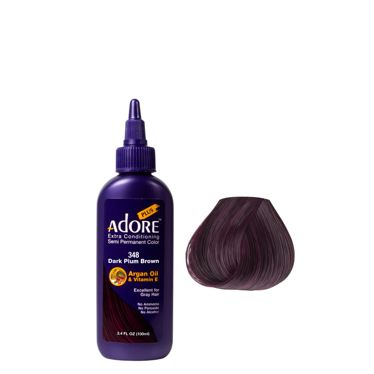 Adore Plus Semi Permanent Hair Color - 348 Dark Plum Brown image 0