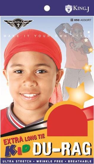 King J Extra Long Tie Kid DuRag #051 Black image 0