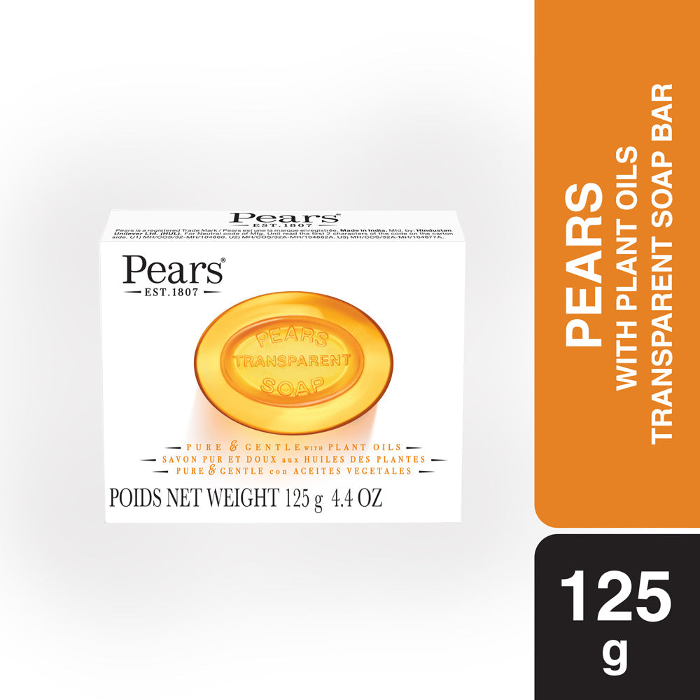 PEARS TRANSPARENT SOAP PURE AND GENTLE WITH PLANT OILS 125GM image 0