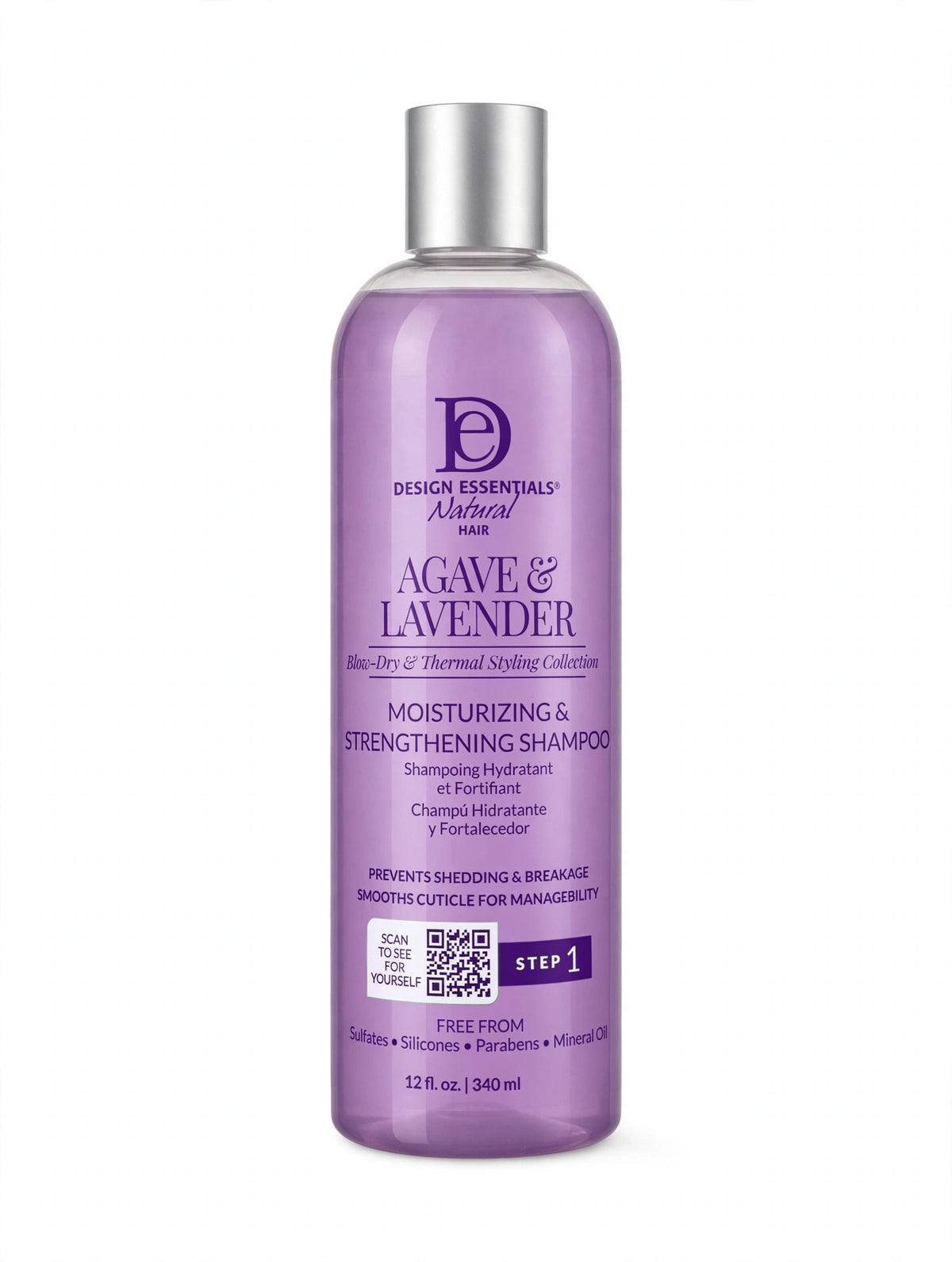 Design Essentials Natural Hair Agave & Lavender Moisturizing & Strengthening Shampoo 12oz
