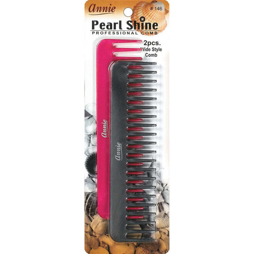 Annie Pearl Shine Combs Wide Tooth 2Ct Asst Color image 0