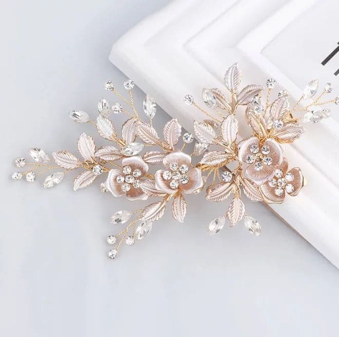 Annabelle Rose Gold Bridal Hair Clip image 0