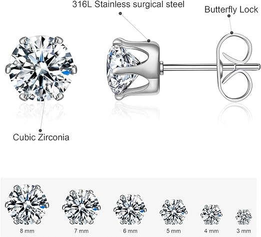 Anmao 6 Pairs Stud Earrings Set image 1