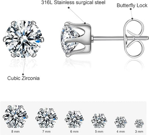 Anmao 6 Pairs Stud Earrings Set image 1