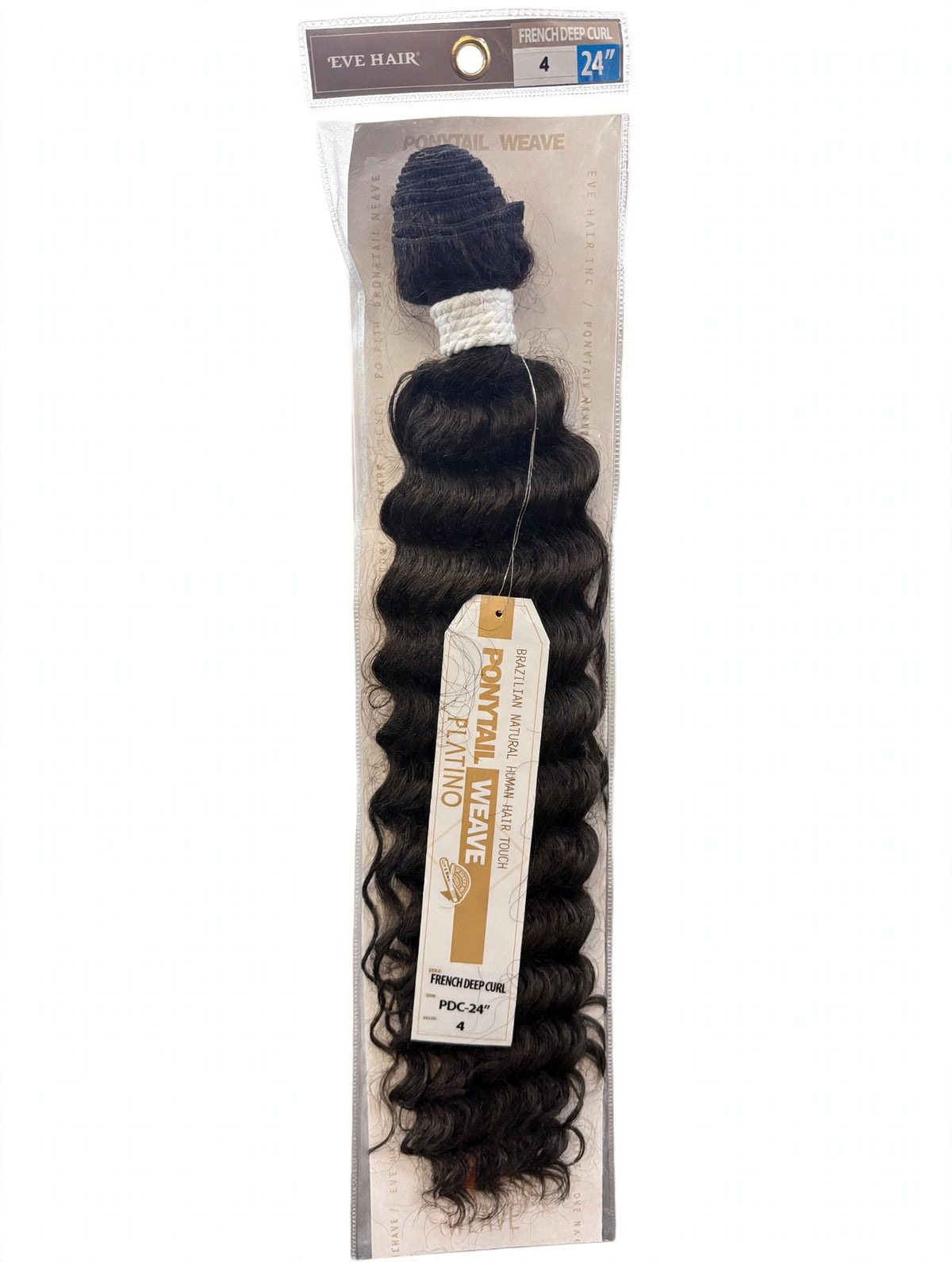 Eve Hair Ponytail Weave Platino French Deep Curl 24 inch, color 4