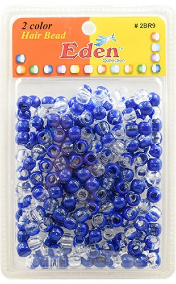 Eden Medium 2 Colour Round Hair Beads - Royal Blue & Clear Jumbo Pack image 0
