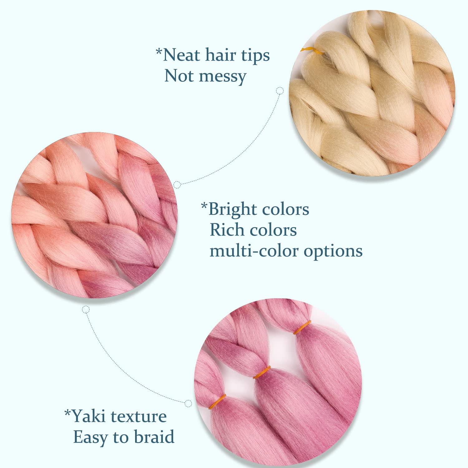 Blonde and Pink Braiding Hair Rose Gold Ombre Braiding Hair 6Packs image 2