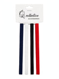 GL Collection Accessories Elastic Headbands, Navy/White/Red/Black