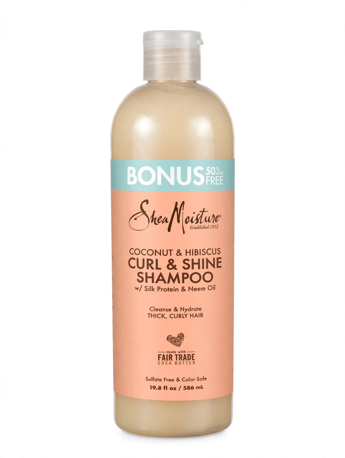 SheaMoisture Coconut & Hibiscus Curl & Shine Shampoo Bonus 19.8 FL OZ