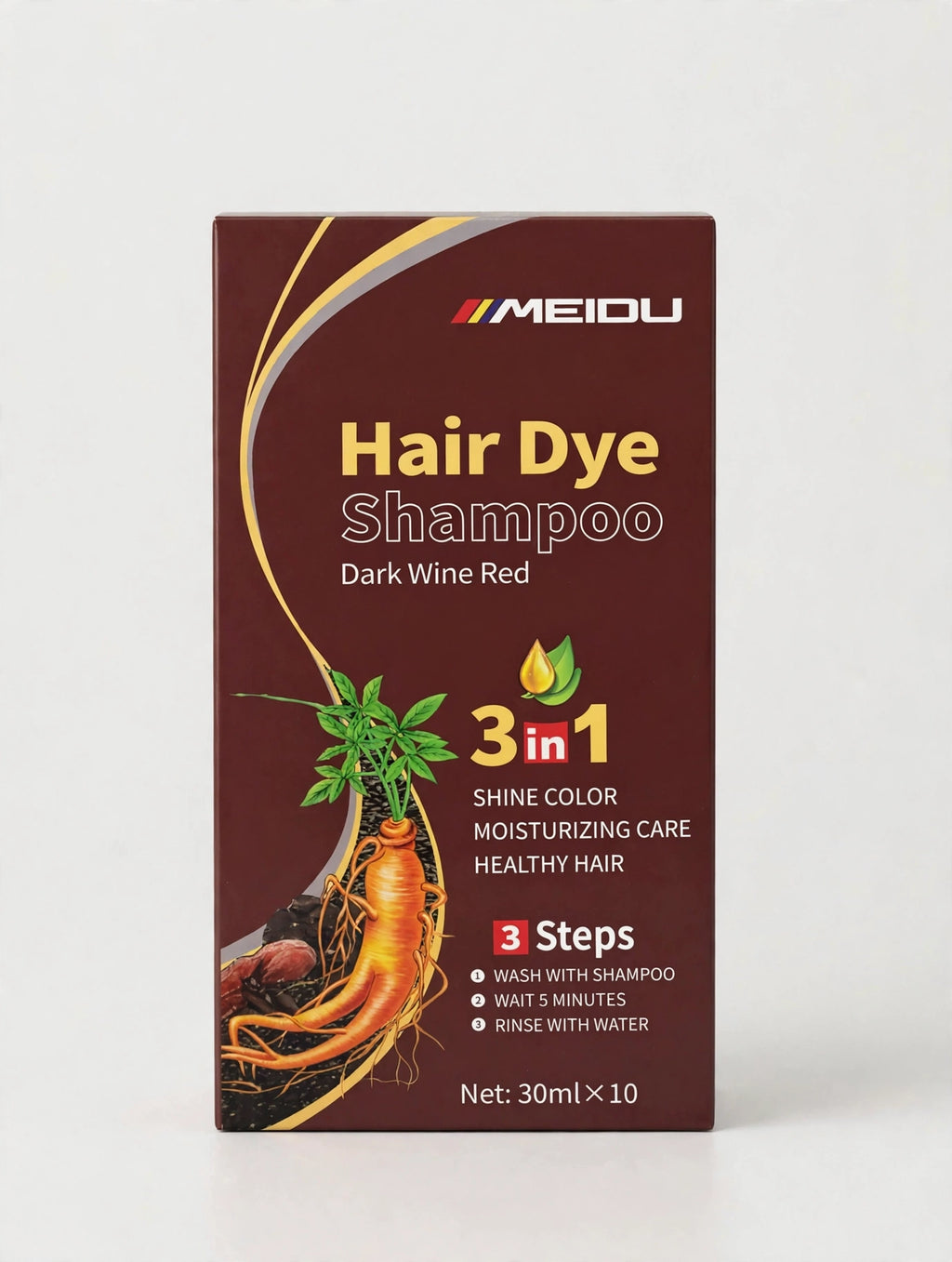MEIDU Hair Dye Shampoo - Dark Wine Red