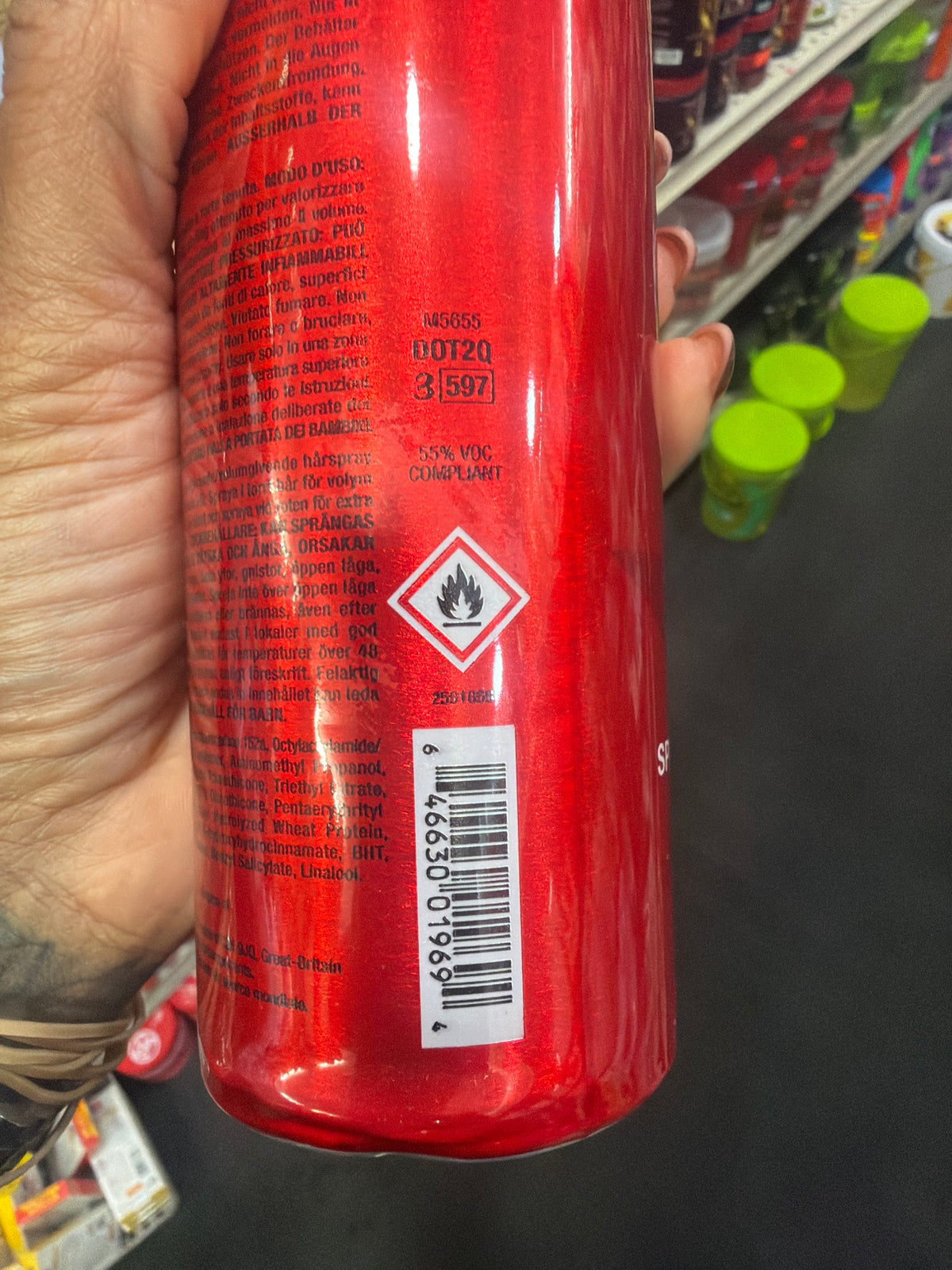 Sexy Hair Big Spray & Play Harder Firm Volumizing Hairspray 10oz - back with barcode